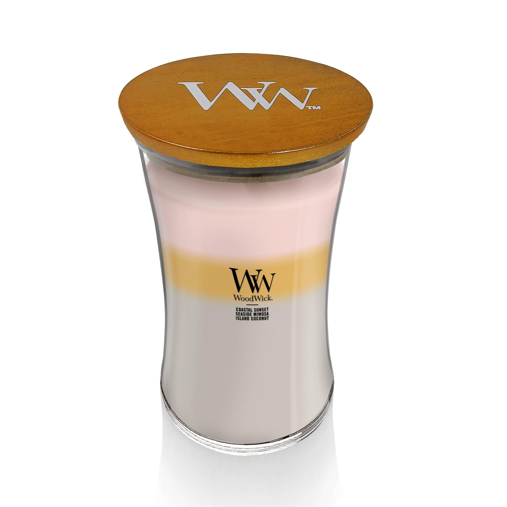 WoodWick Island Getaway Island Coconut delivers tropical sweetness and inviting glow