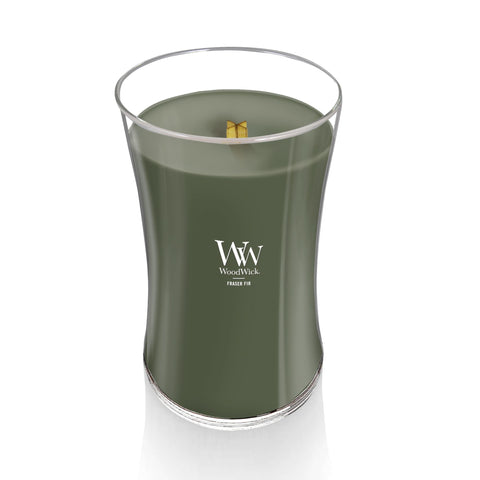WoodWick Large Hourglass Fraser Fir fragrance notes balancing fir and amber