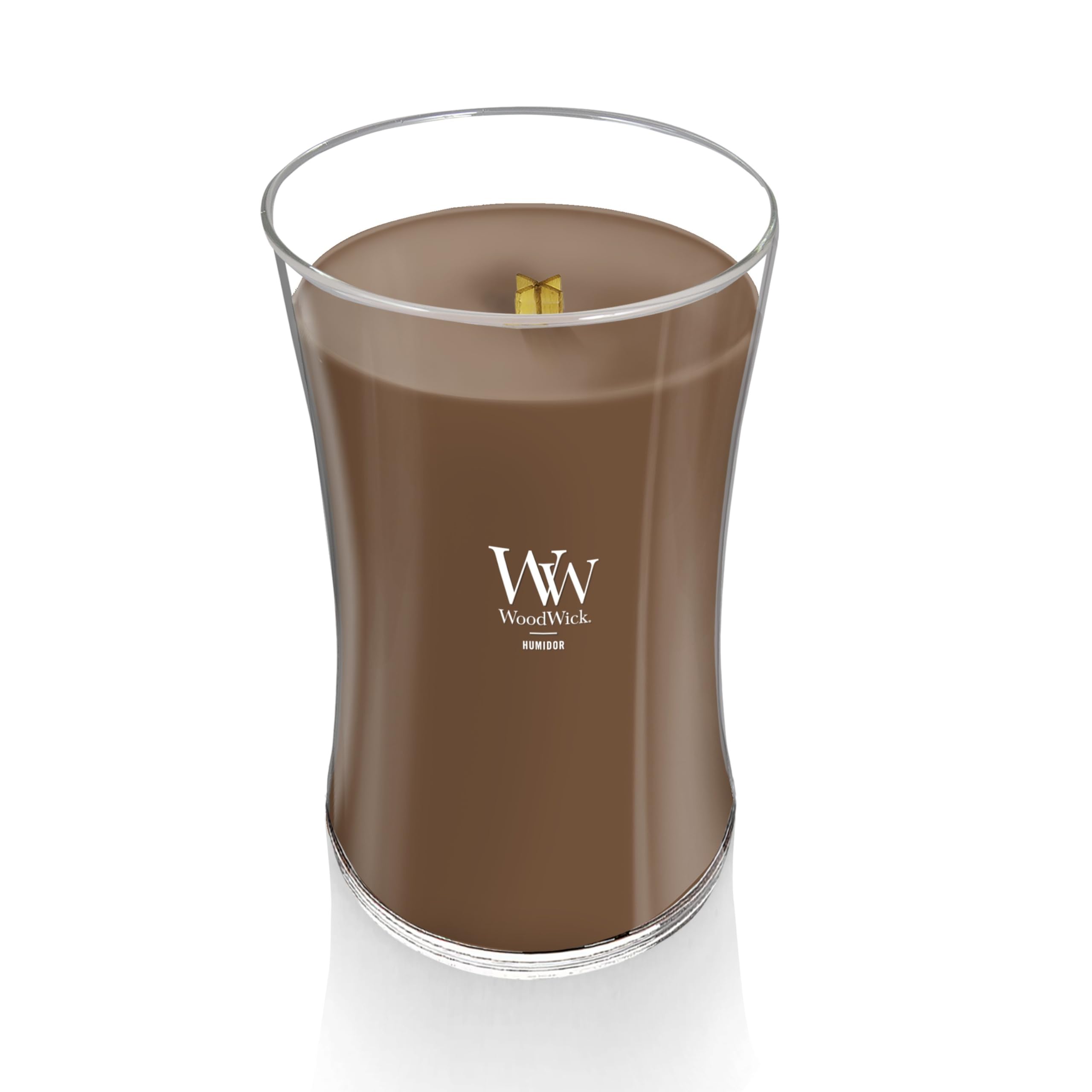 Humidor scent blends tobacco and leather for sophisticated room fragrance by WoodWick