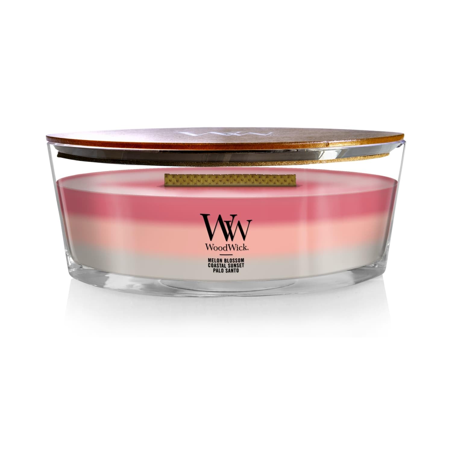 WoodWick Shoreline Ellipse Trilogy Candle, three-layer fragrances producing a rich, room-filling aroma.