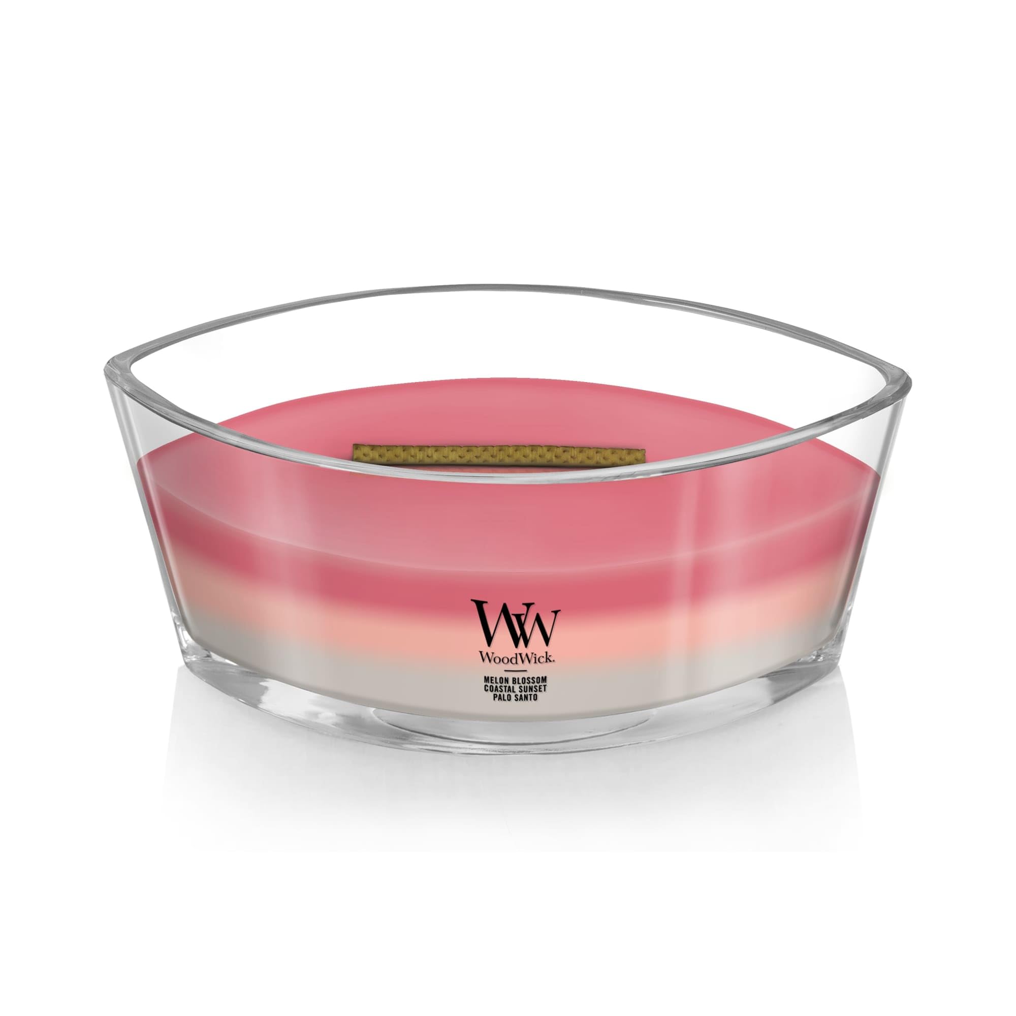 WoodWick Shoreline Ellipse Candle, Hearthwick crackling wick for warm, inviting fireside ambience.