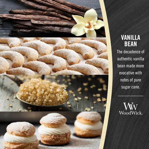 WoodWick Vanilla Bean Candle melt-pool image demonstrates even burn and full fragrance release.