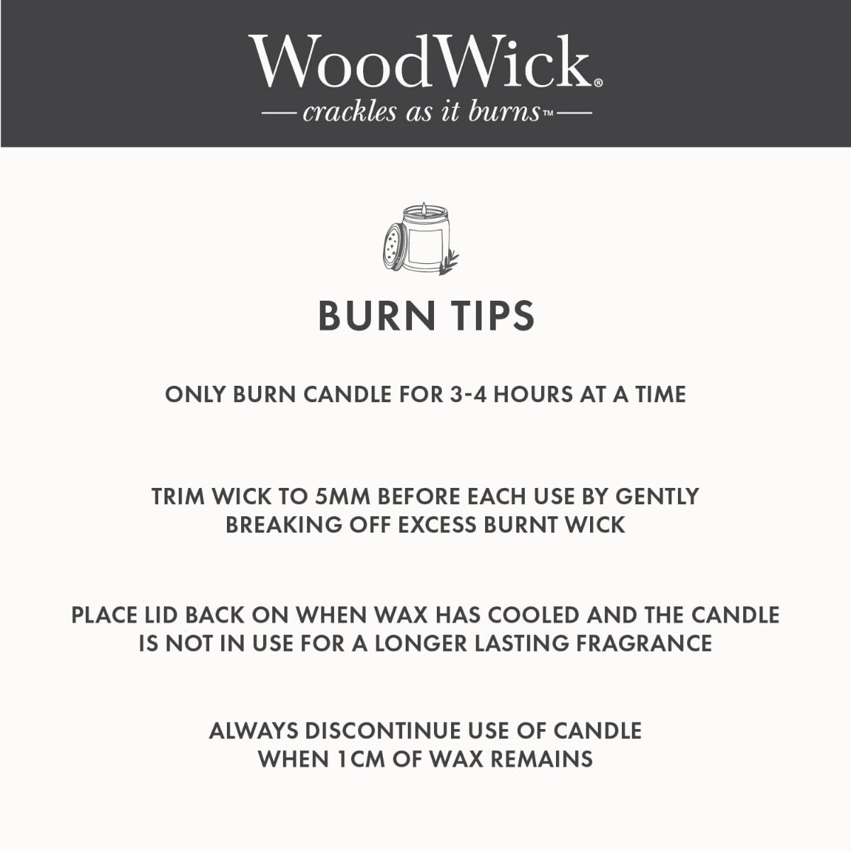 WoodWick Vanilla Bean jar top view showing sturdy glass