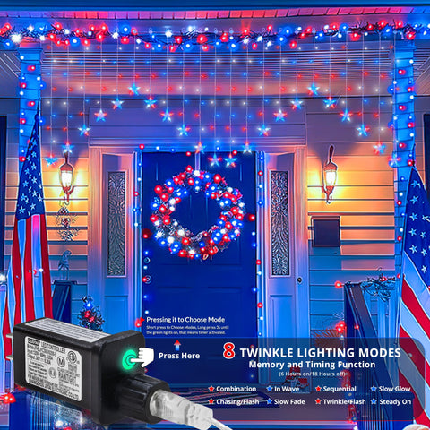 woohaha patriotic star triangle design detail showcases unobstructed lighting.
