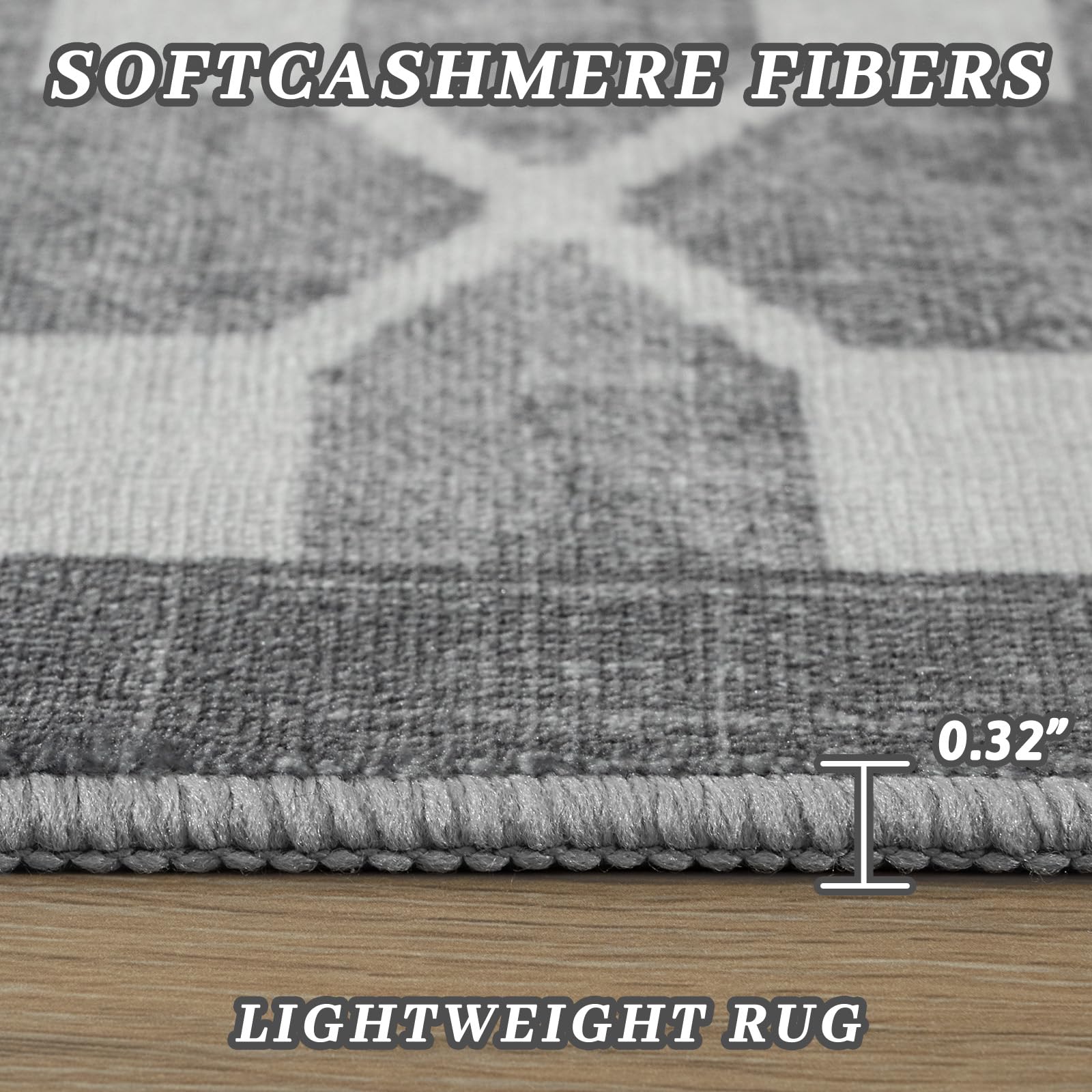 Woottpe light-grey area rug suitable for entryways, dining rooms, and offices