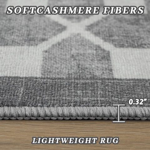 Woottpe light-grey area rug suitable for entryways, dining rooms, and offices