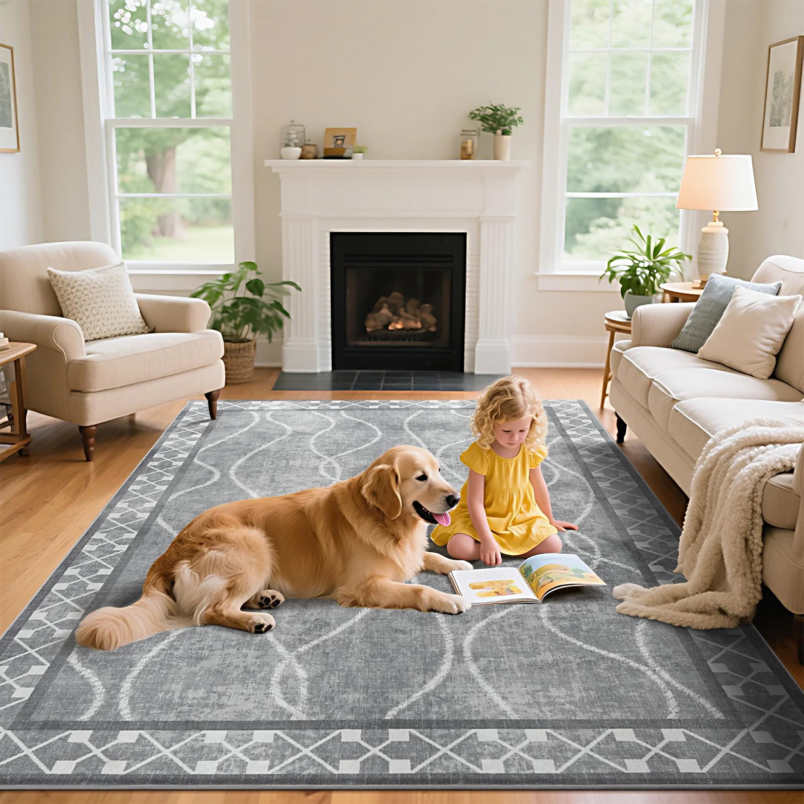 Woottpe kids-pets-friendly rug supports safe play and movement