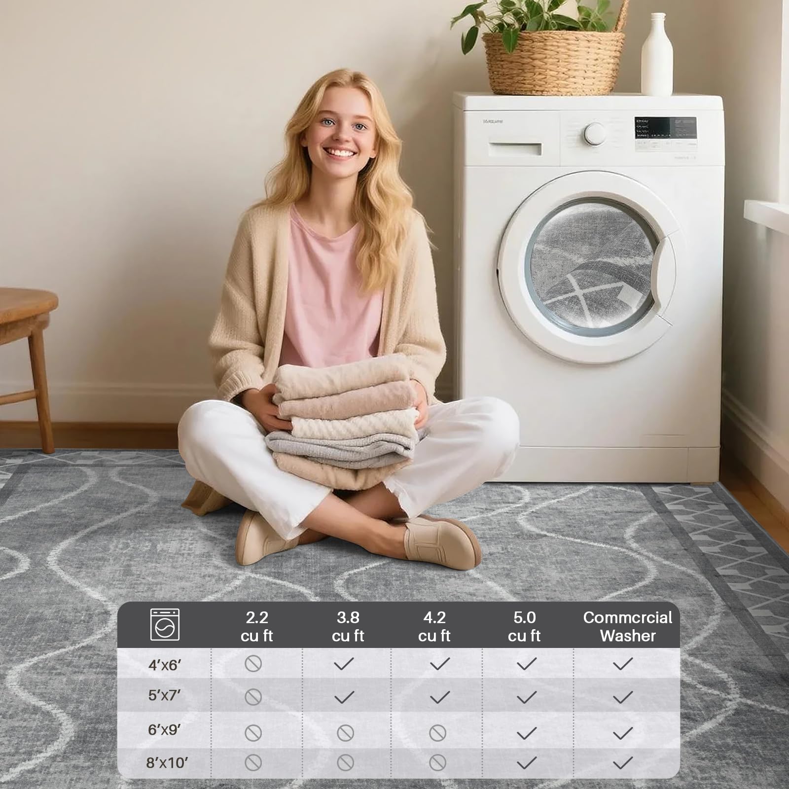 Woottpe low-pile rug dries quickly and cleans easily