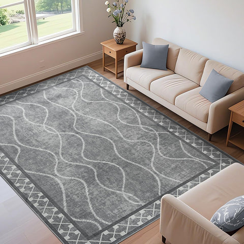 Woottpe machine-washable rug for easy deep cleaning and refreshes