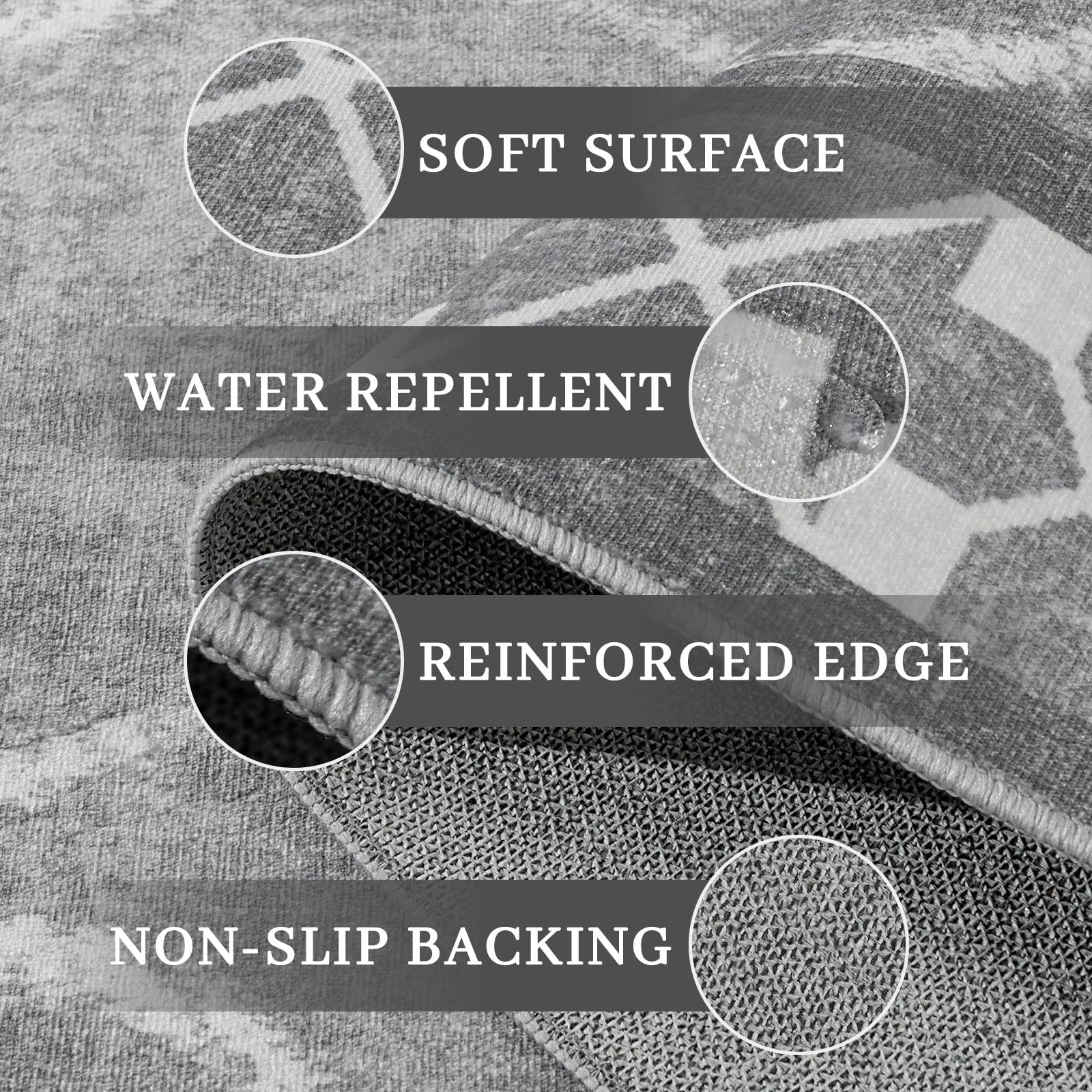 Woottpe soft non-slip back keeps the rug in place on wooden floors