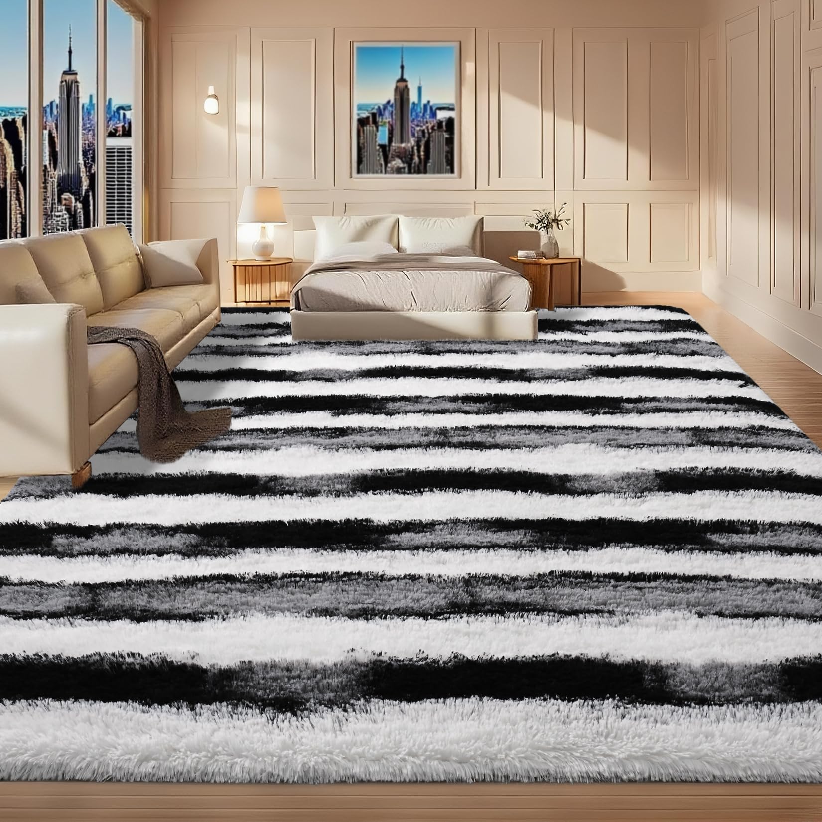 Woottpe living room rug with plush microfibre supports comfortable everyday lounging