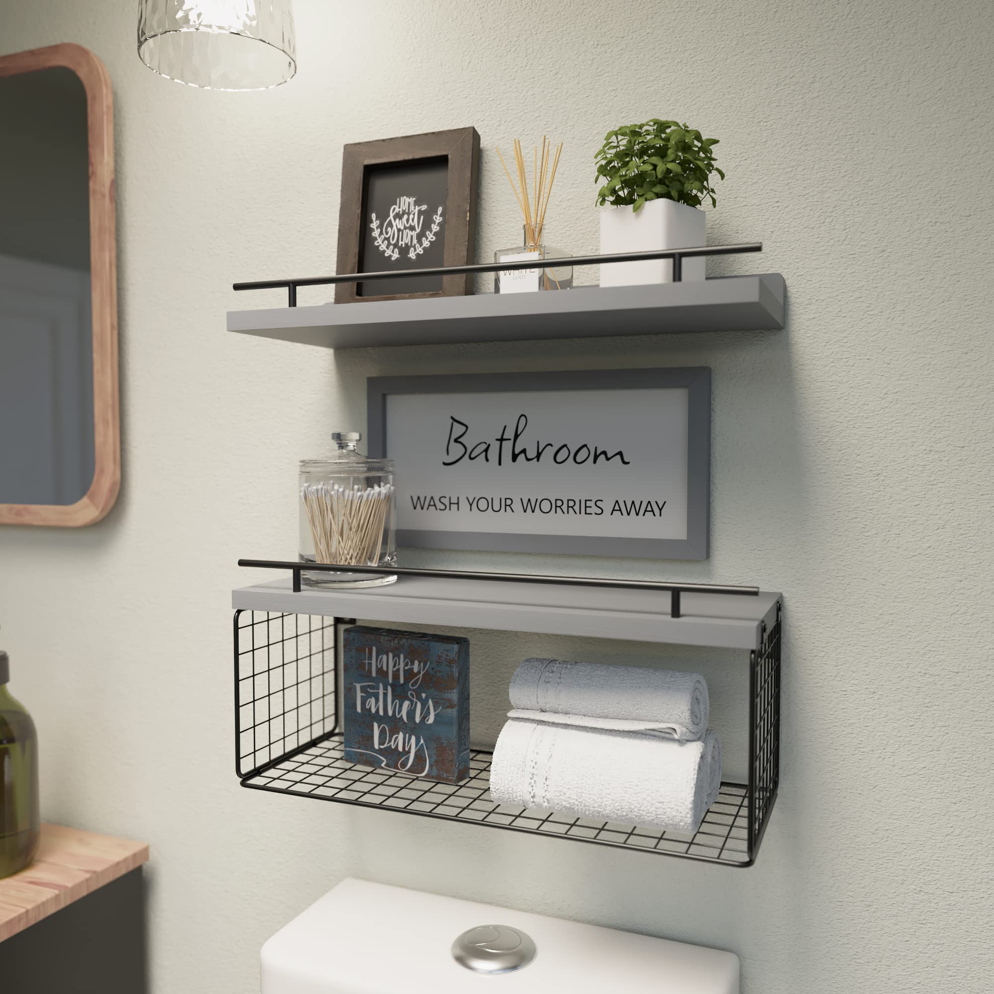 WOPITUES bathroom shelves over toilet maximize storage space