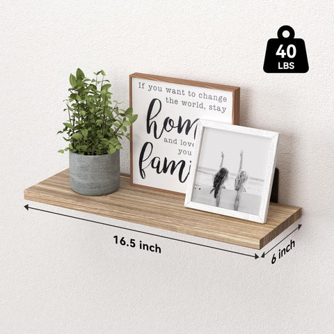 WOPITUES wall shelf with carbonized wood finish for warm decor