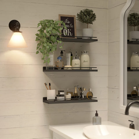 WOPITUES bathroom storage with guardrail keeps toiletries organized