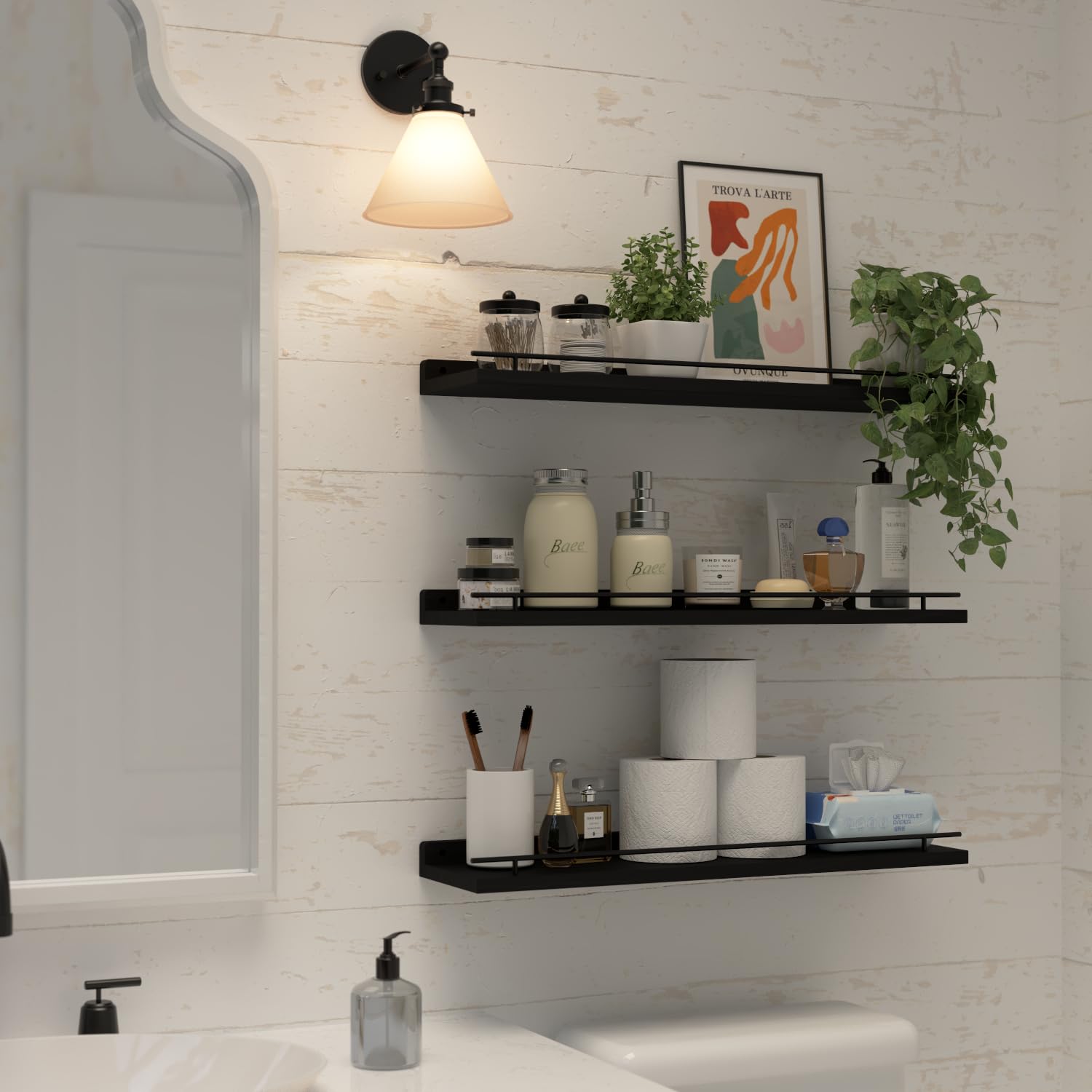 WOPITUES bedroom decor floating shelves blend with modern spaces