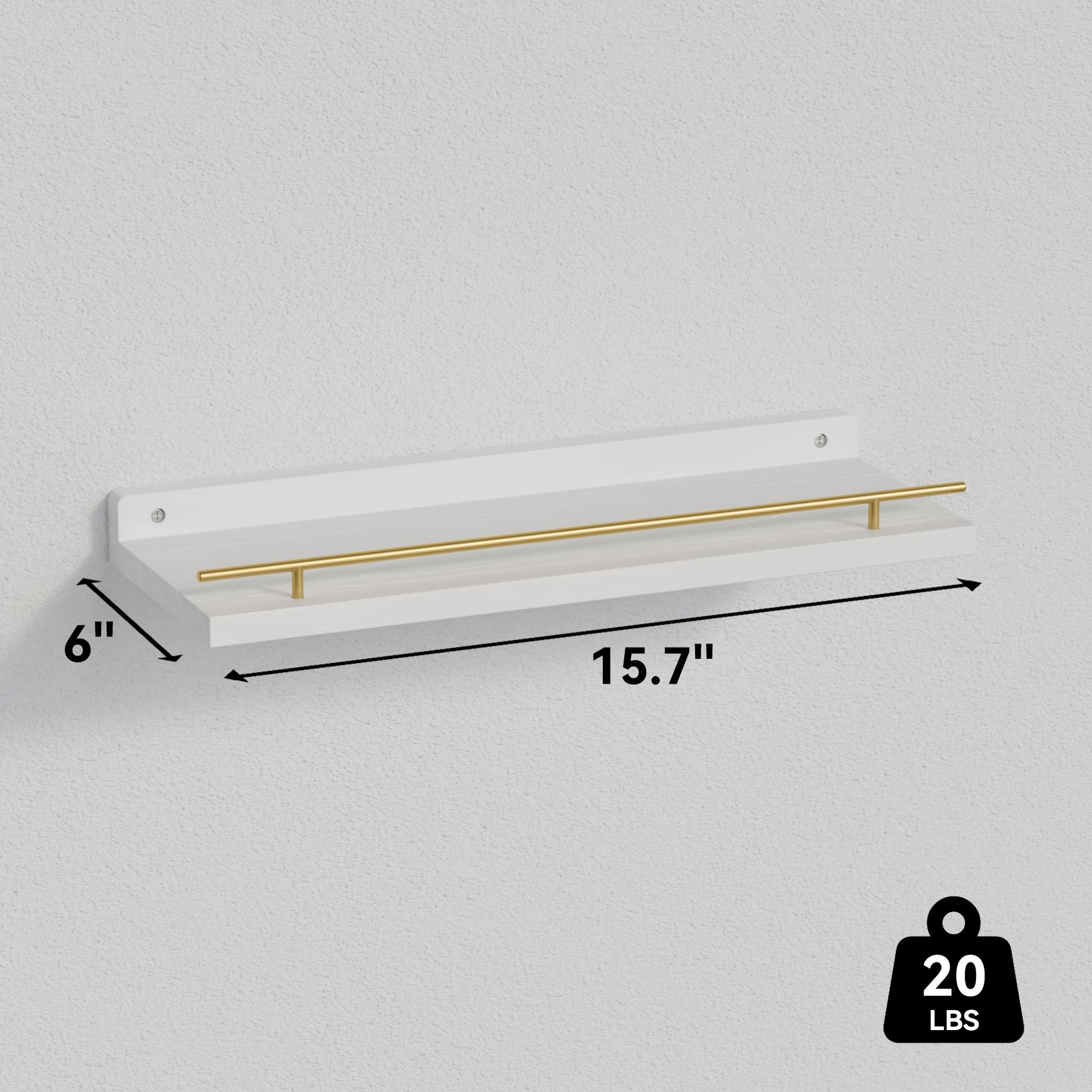 WOPITUES bathroom shelf with guardrail keeps toiletries organized and safe on glossy white wood