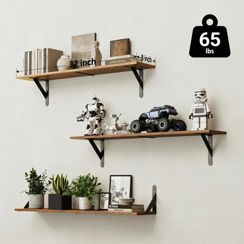 WOPITUES floating shelves with metal brackets offer sturdy support