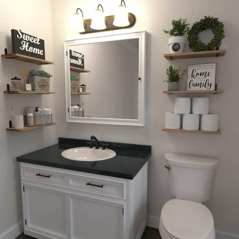 WOPITUES floating shelf showing natural wood grain detail