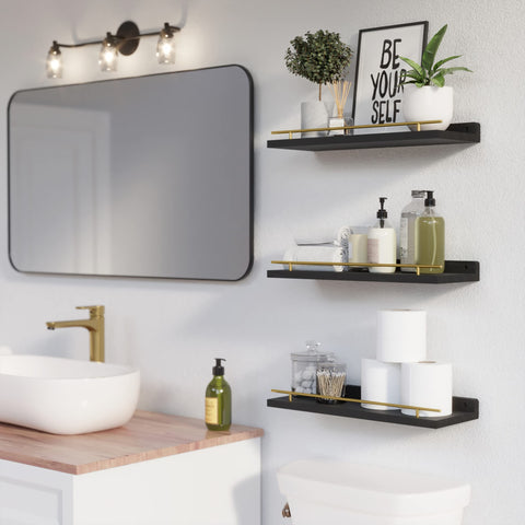 WOPITUES three-pack floating shelves mounted on wall for art and decor