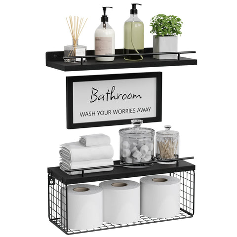 WOPITUES floating shelves wall decor sign showing rustic charm and space saving