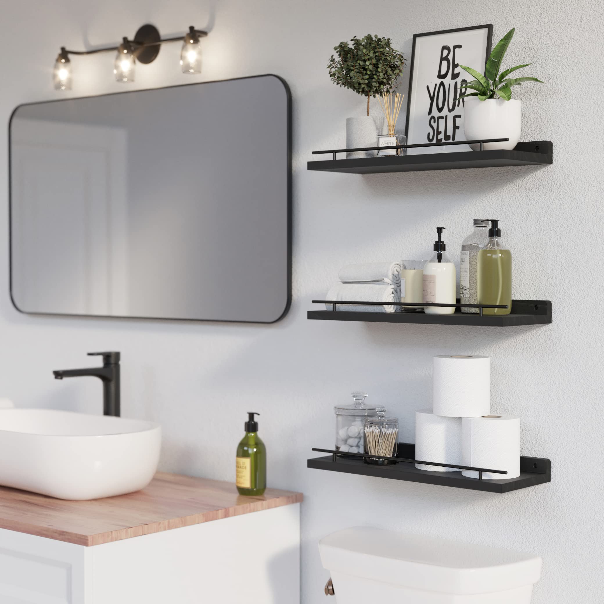 WOPITUES wooden shelf close-up highlights solid wood and sturdy build