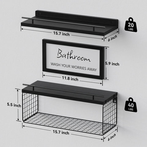 WOPITUES metal guardrail adds secure storage for bathroom essentials on every shelf