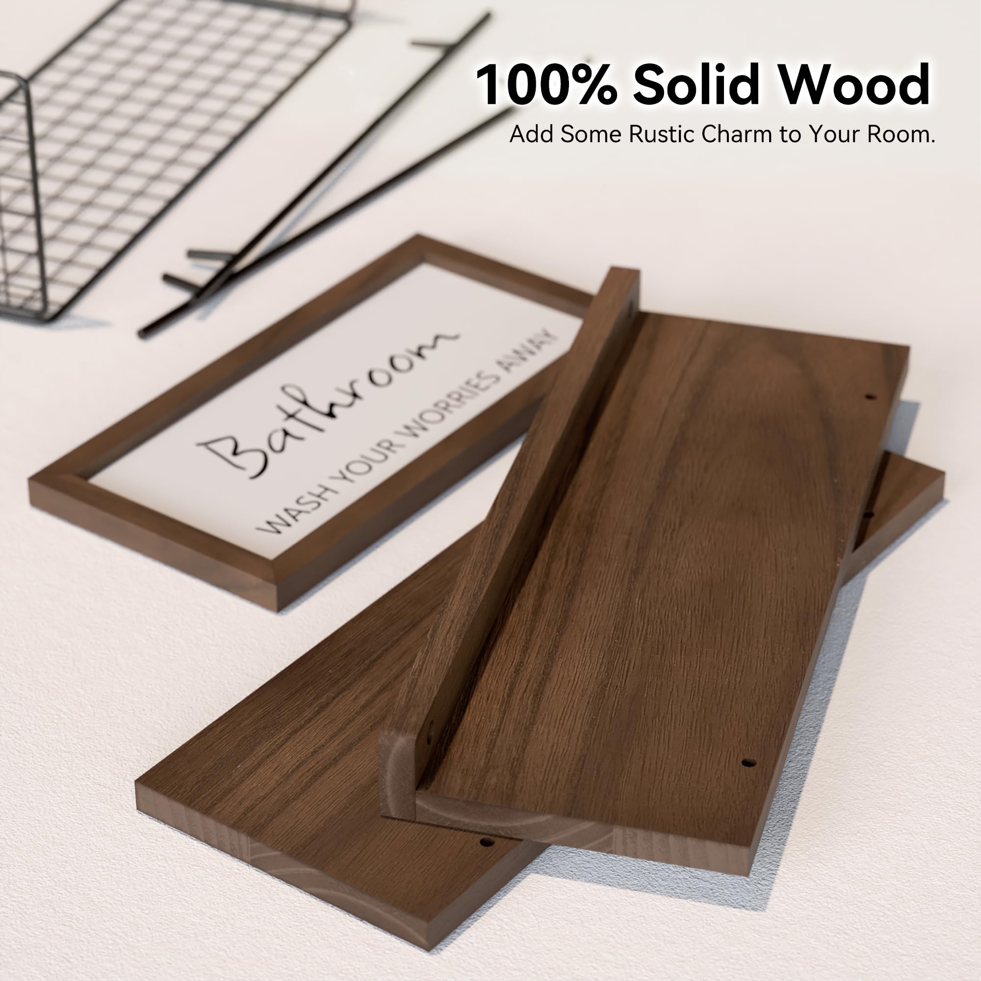 WOPITUES metal guardrail detail prevents items from sliding off shelves.