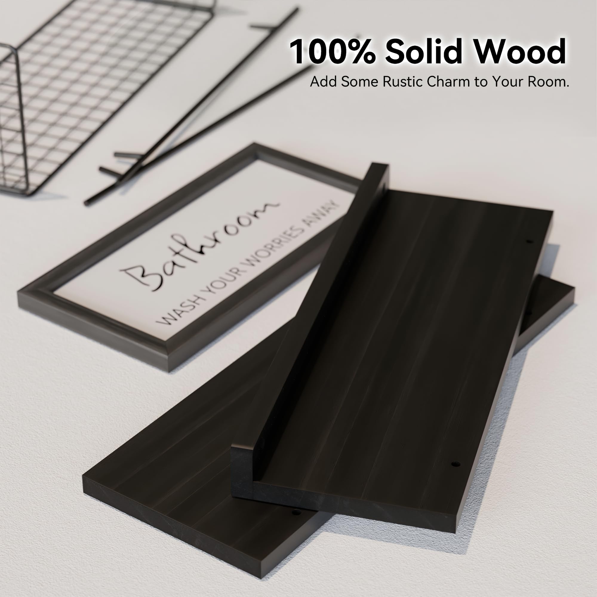 WOPITUES natural wood shelves highlight unique grain and warm farmhouse style