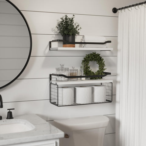 WOPITUES solid wood floating shelves with sturdy, rust-resistant finish