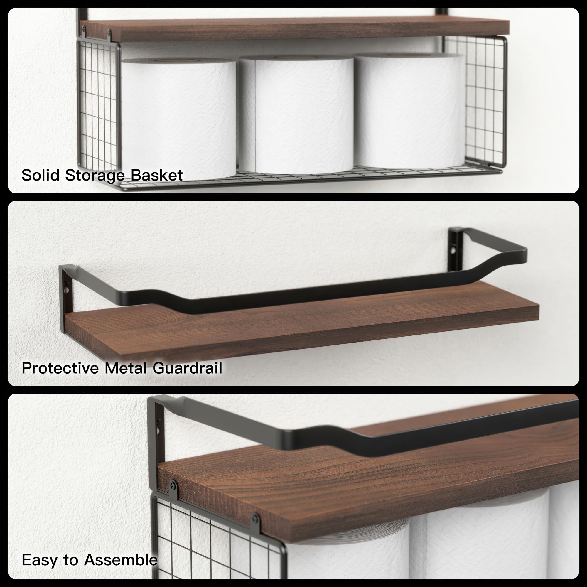 WOPITUES three-sided guardrail prevents items from slipping off shelves