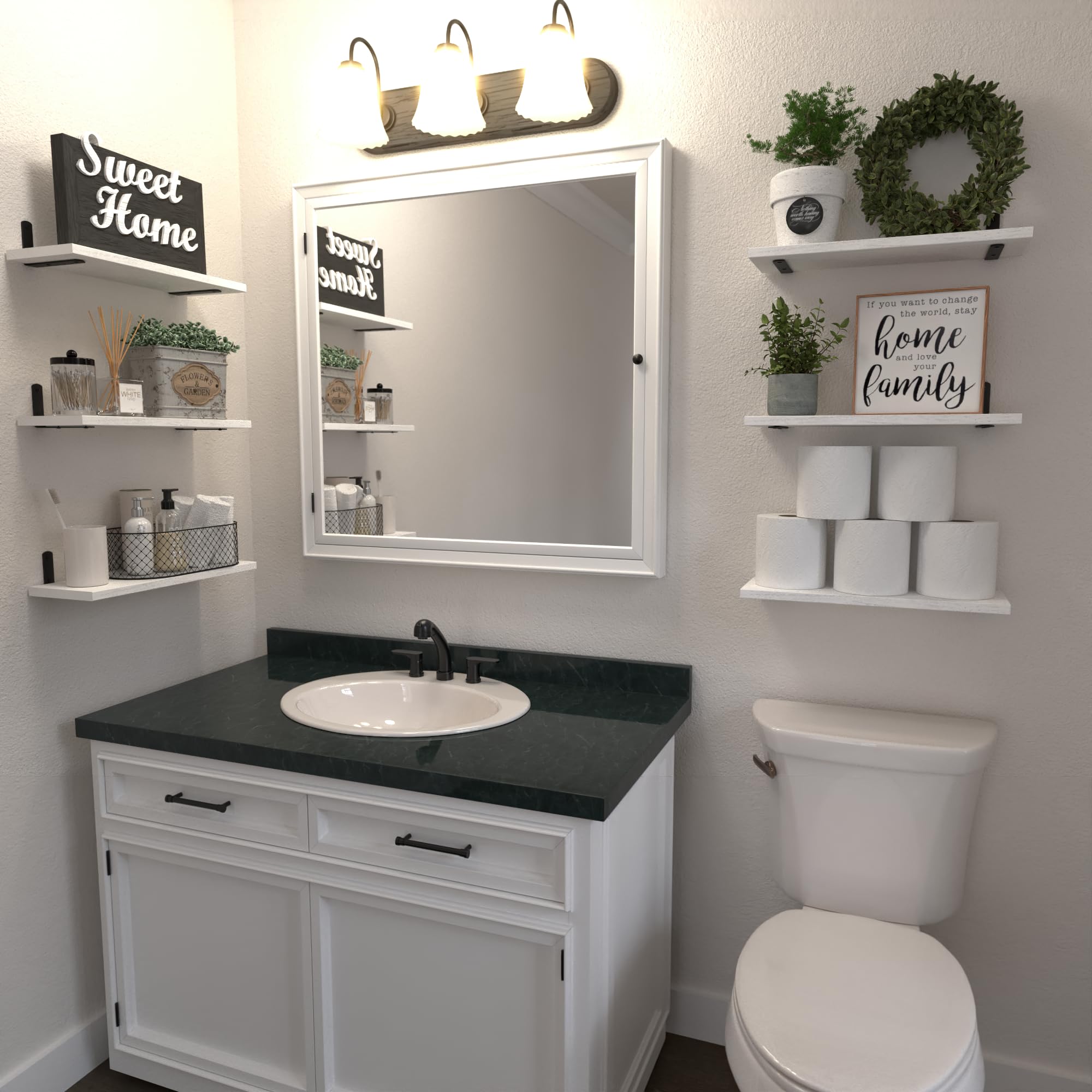 WOPITUES bathroom storage shelves mounted for towels and toiletries