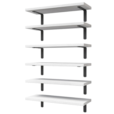 WOPITUES white floating shelves set6 assembly on wall for easy organization