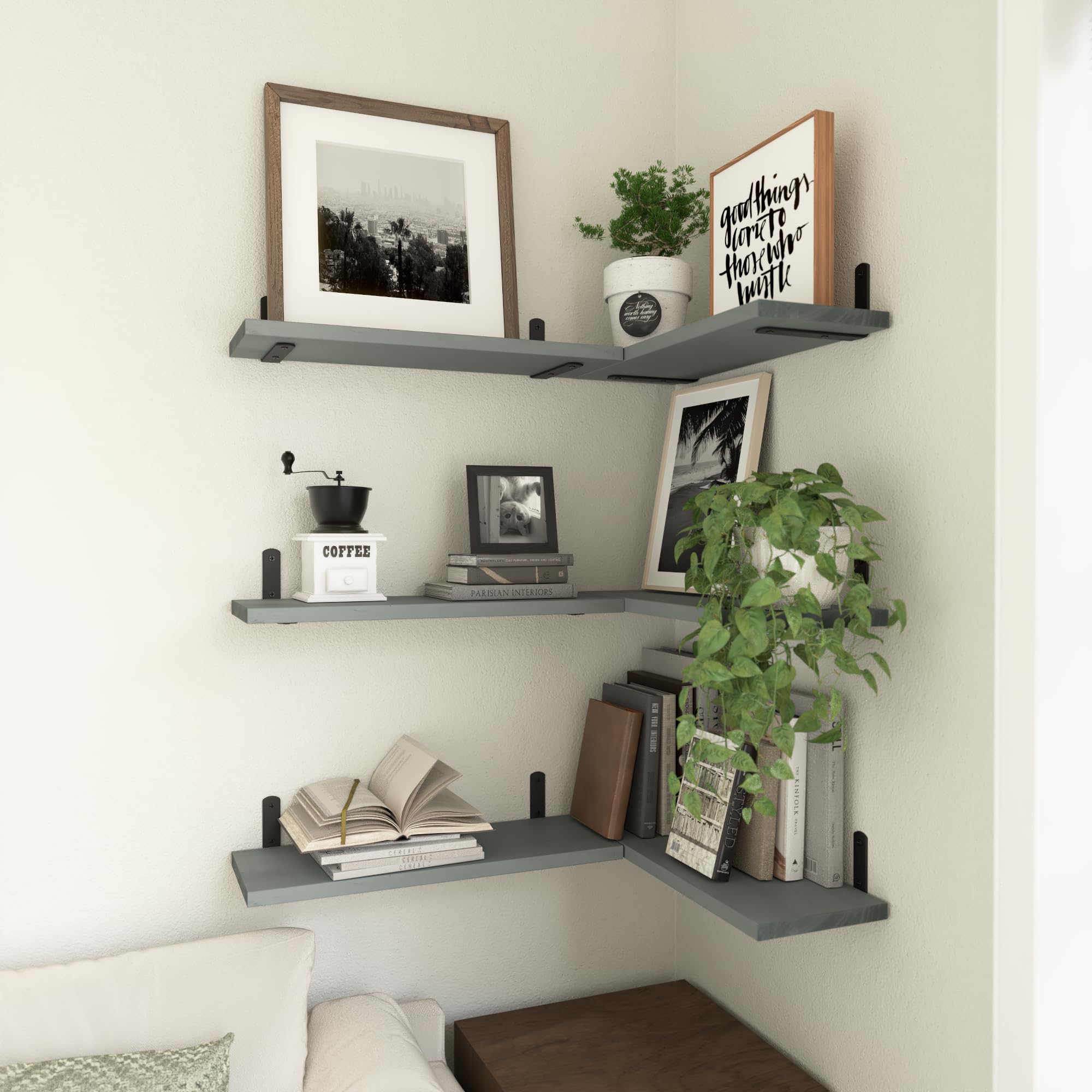 WOPITUES wood floating shelves rustic farmhouse styling for cozy spaces