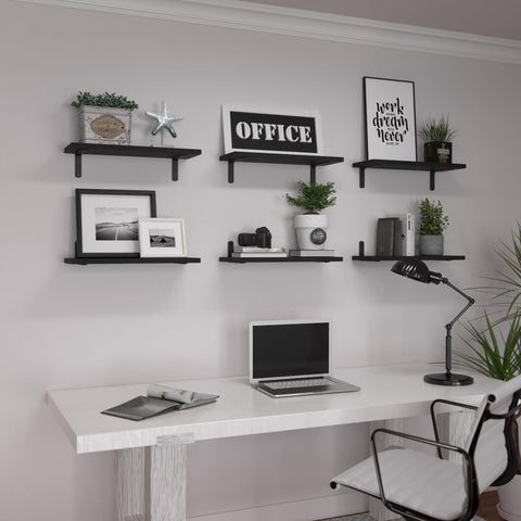 WOPITUES wood floating shelves black finish highlight rustic-modern aesthetic.