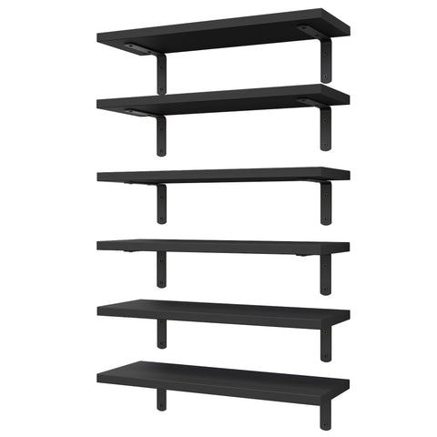 WOPITUES wood floating shelves front view offer stylish wall storage.