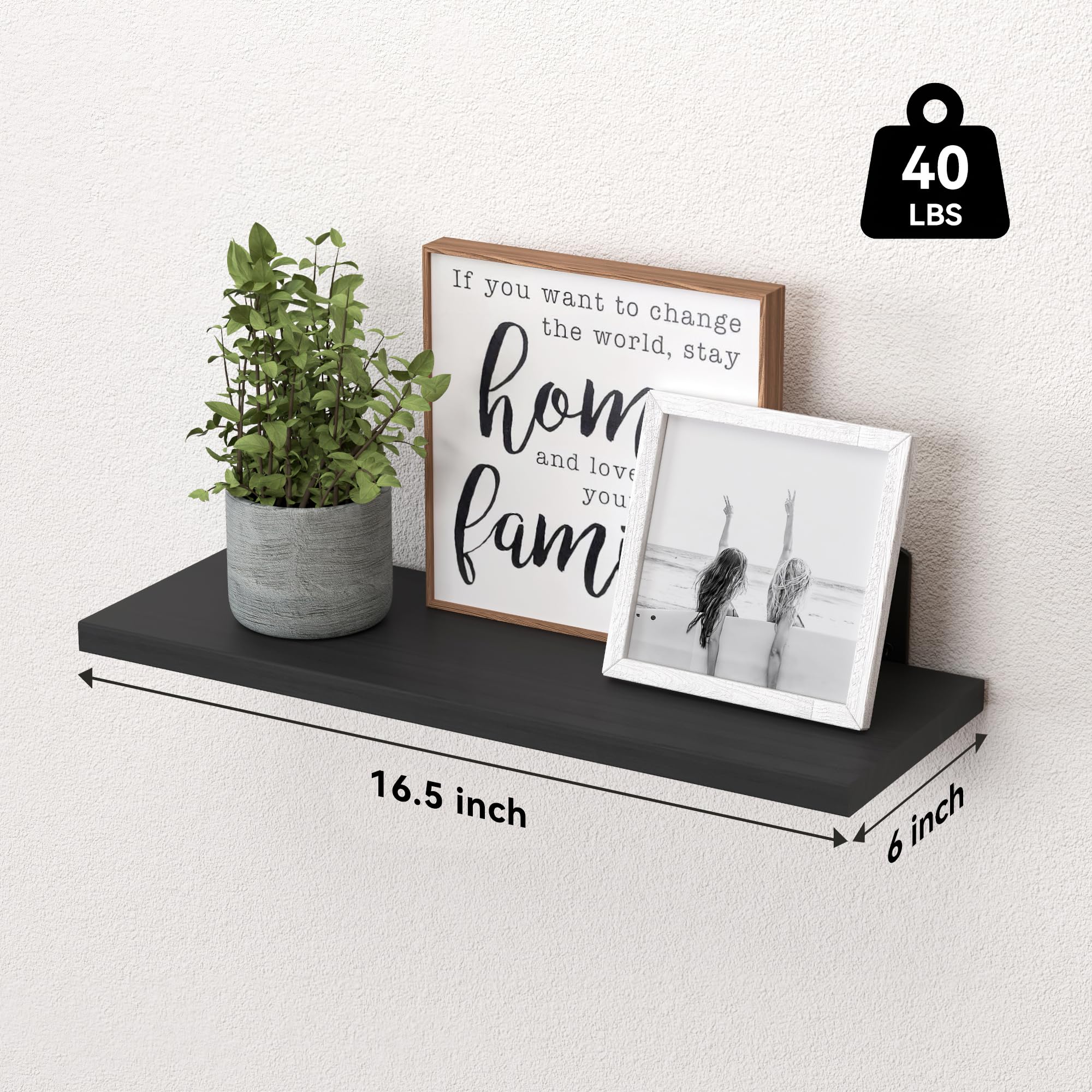 WOPITUES wood floating shelves in living room show versatile wall decor.