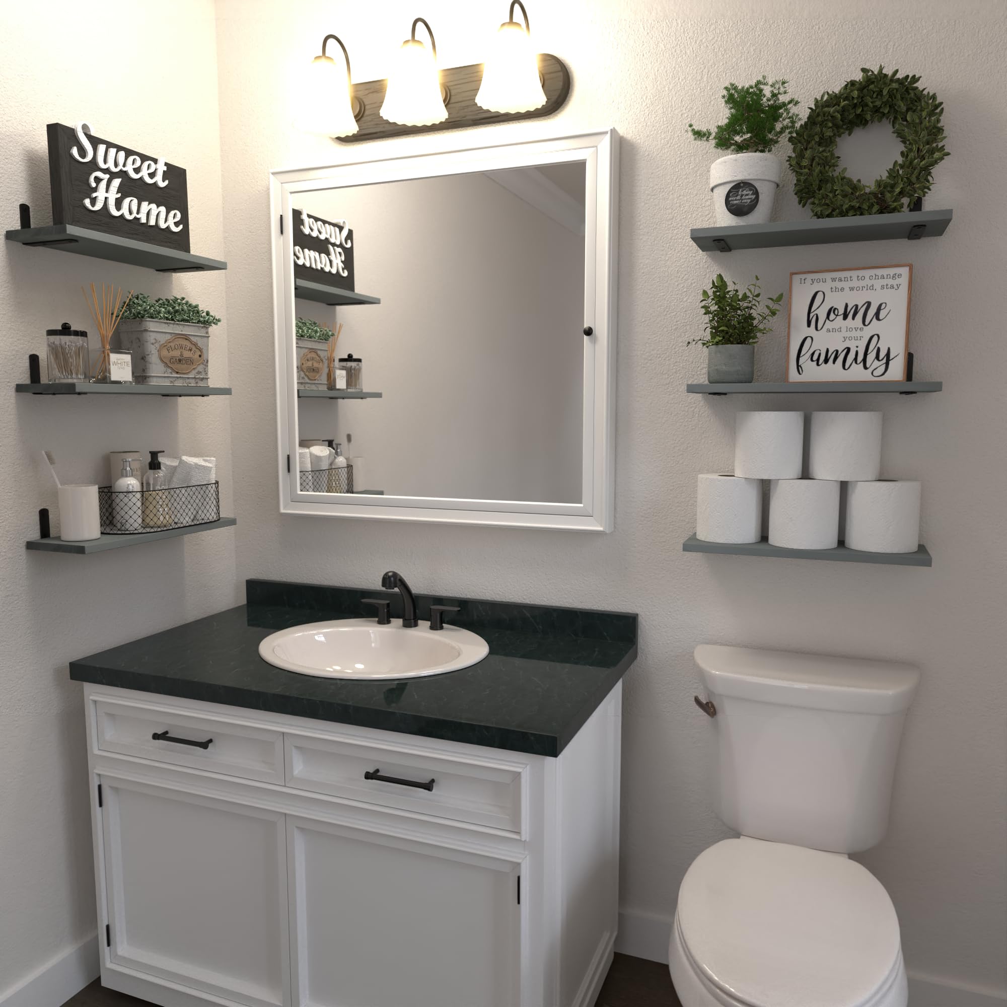WOPITUES wood floating shelves sturdy brackets provide strong wall support