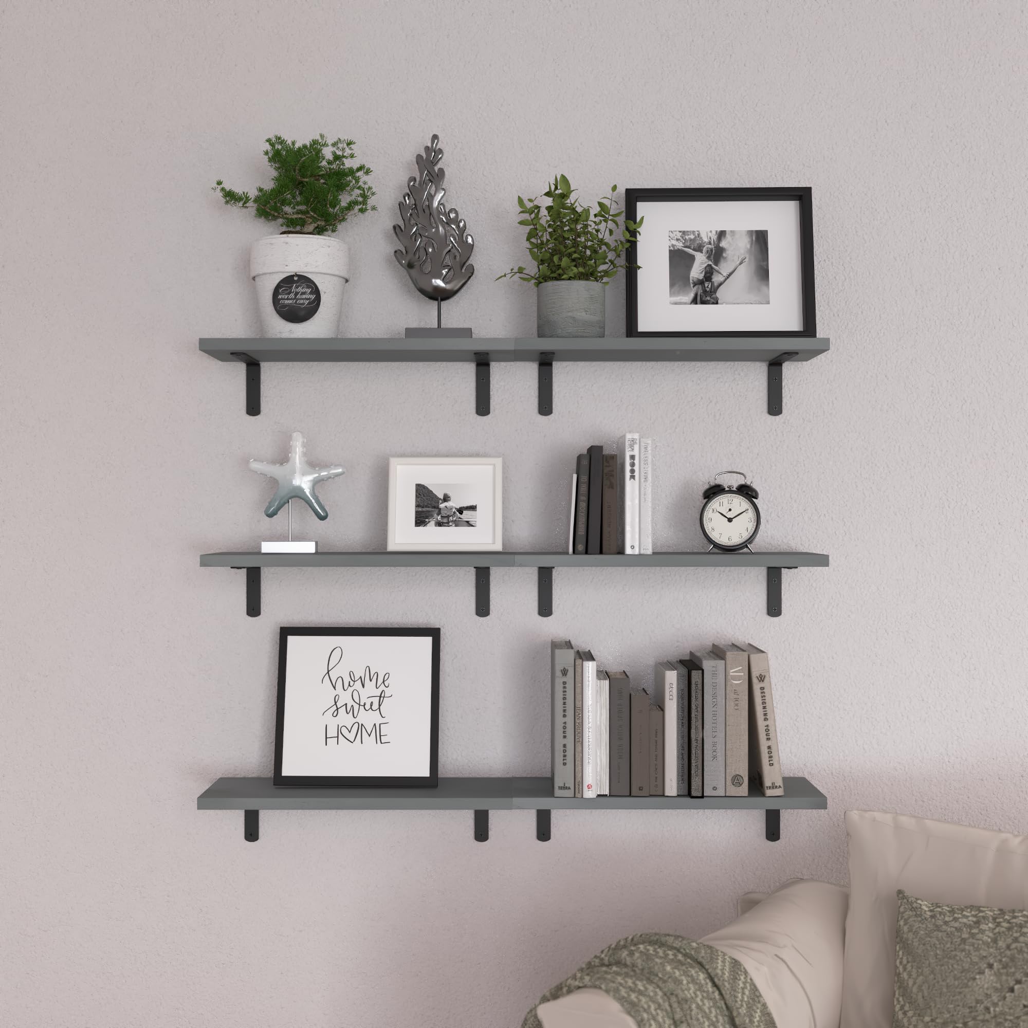 WOPITUES wood floating shelves wall decor ideas for living areas