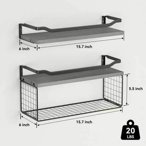 Close-up of WOPITUES wood shelf showing sturdy construction and rust-resistant metal.