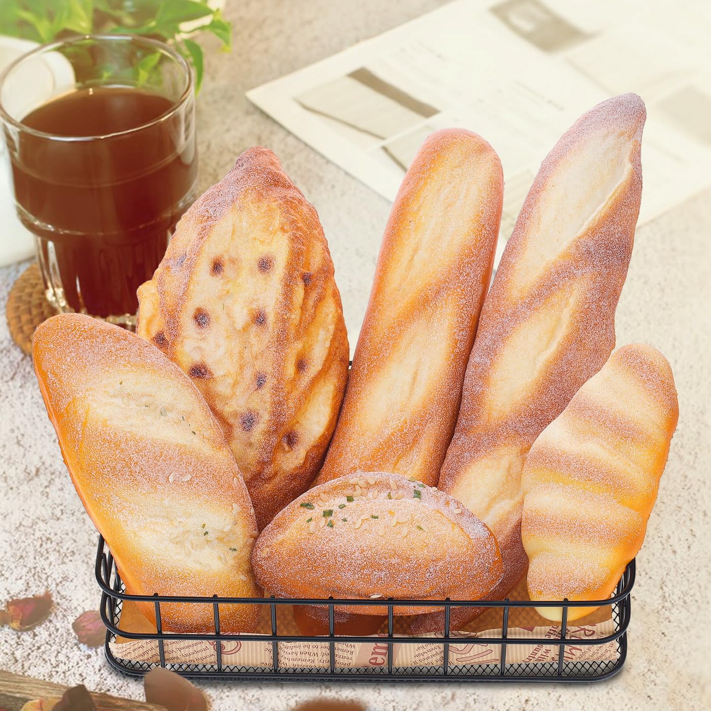 Woration fake breads stacked naturally to inspire kitchen decor ideas