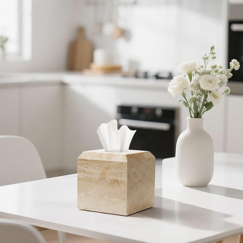 WORHE travertine tissue box cover bottom view with anti-slip pads