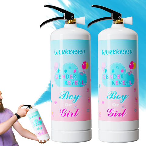 WORKKEEP Giant Gender Reveal Extinguisher blue 2-pack front view for dramatic outdoor reveals