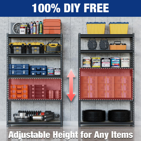 WORKPRO 5-tier shelf wall-mount installation highlight for stable placement.