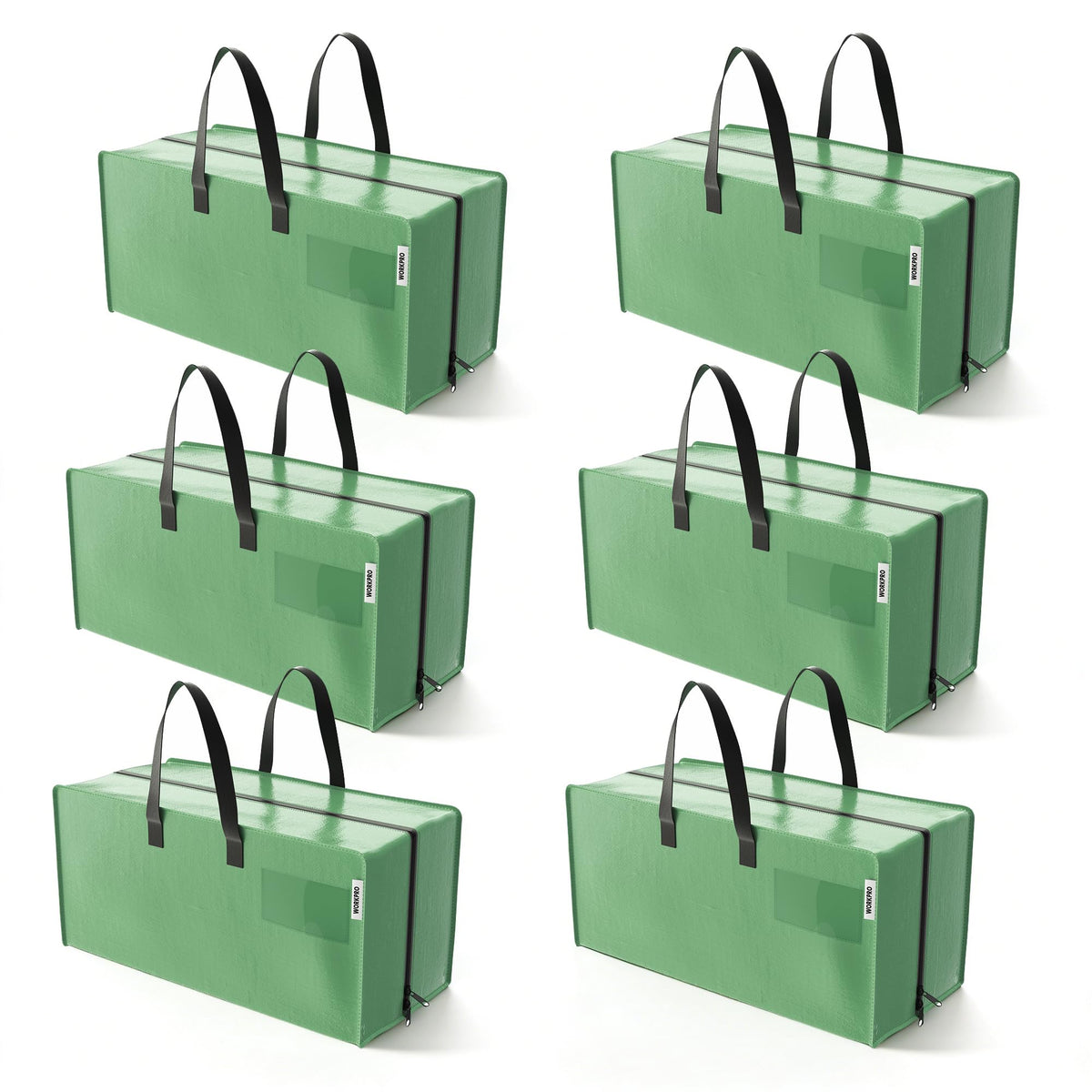 WorkPro six-pack extra-large moving bags folded flat for compact storage