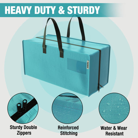 WORKPRO Extra Large Moving Bag with backpack straps for hands-free carrying on stairs.