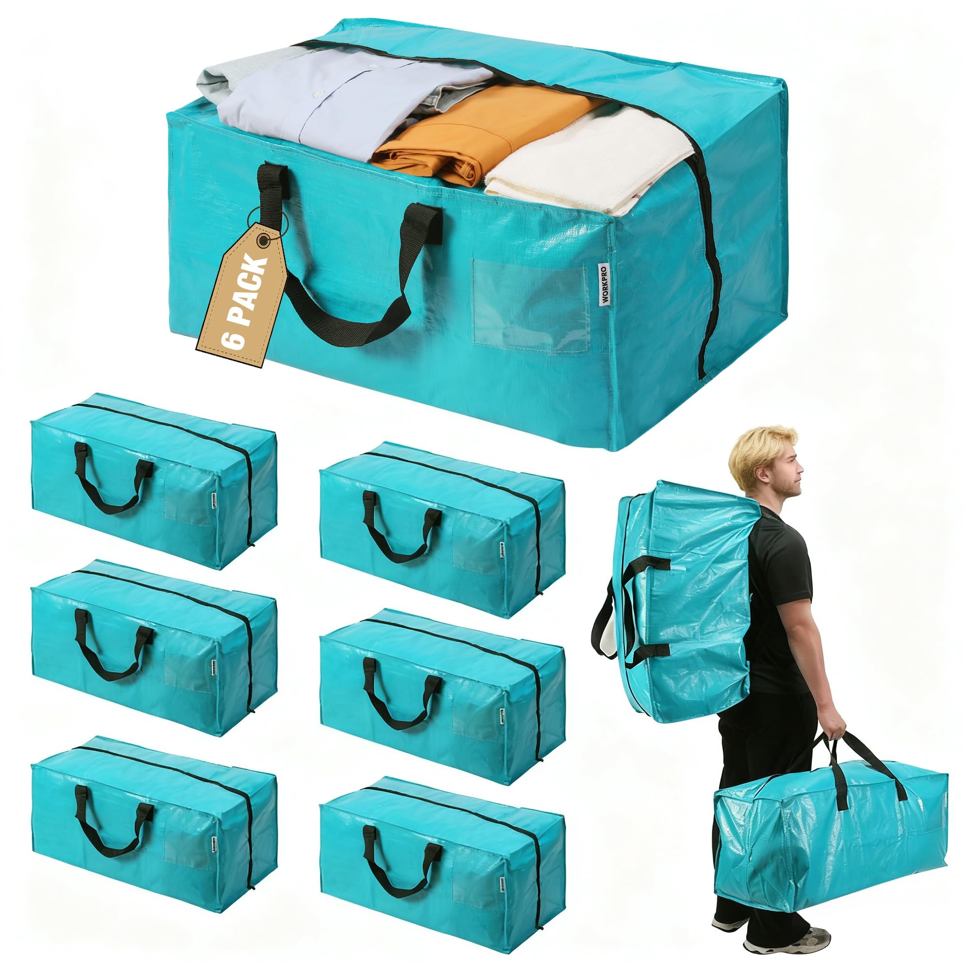 WORKPRO Extra Large Moving Bag top opening for simple packing and fast content visibility.