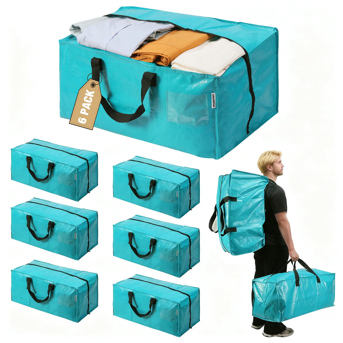 WORKPRO Extra Large Moving Bag top opening for simple packing and fast content visibility.
