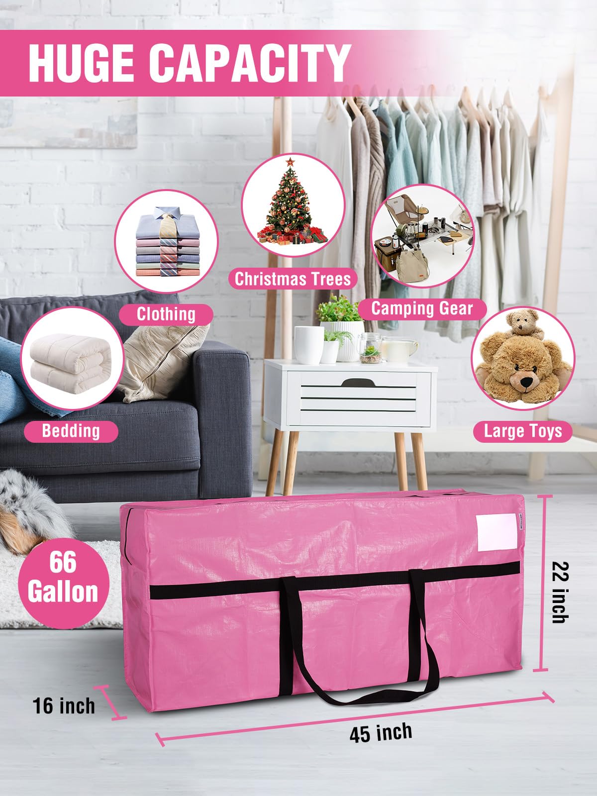 WORKPRO heavy-duty polyethylene pink bag showing durable material