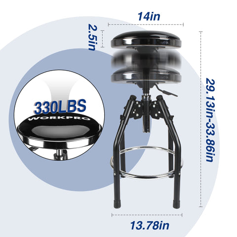 WORKPRO hydraulic height adjustment from 29 to 33.86 inches adapts to different work heights