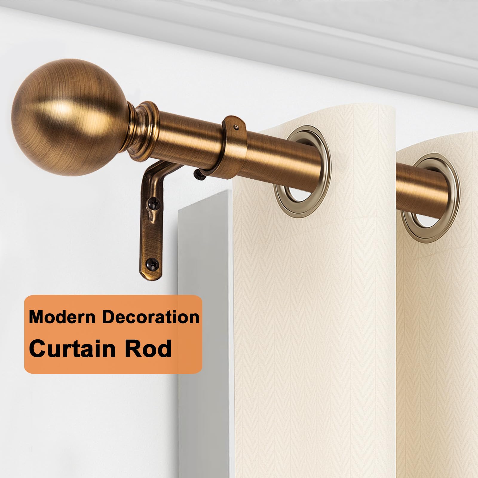 WORLD RODS brass rod installed on windows demonstrates sturdy, wobble-free support